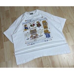Vintage 90s Single Stitch Grandma  Style T-Shirt / White / Size XL